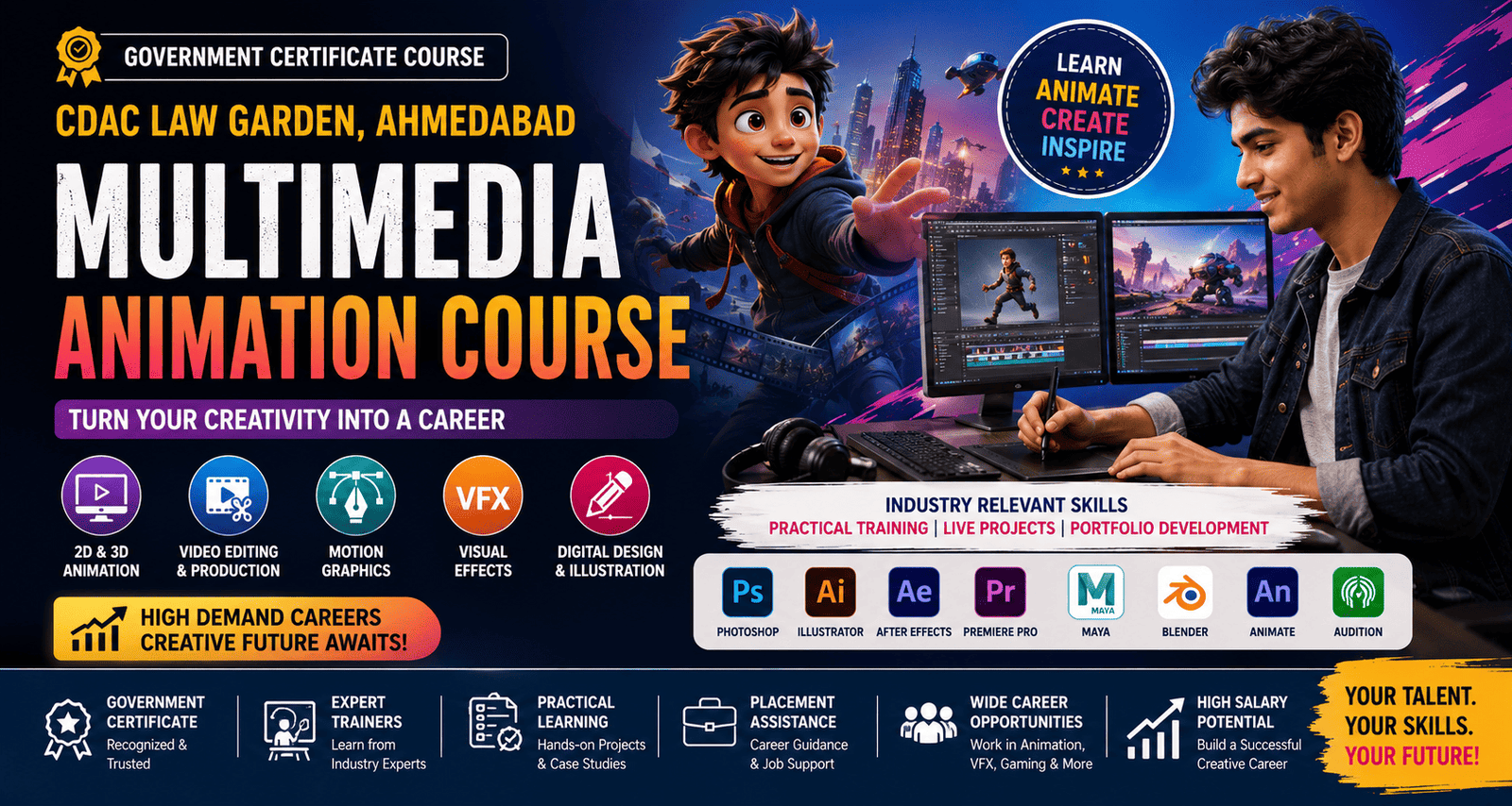 CDAC Law Garden, Ahmedabad Government Certificate Multimedia Animation Course: Career Opportunities, Salary & Industry Demand (2026)
