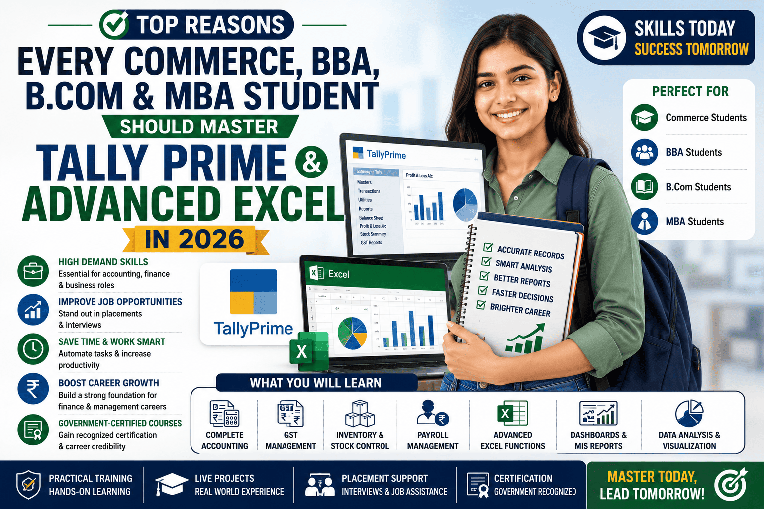 Top Reasons Every Commerce, BBA, B.Com & MBA Student Should Master TallyPrime and Advanced Excel in 2026
