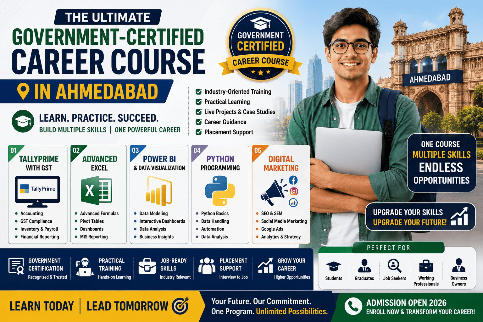 The Ultimate Government-Certified Career Course in Ahmedabad: Learn TallyPrime, Advanced Excel, Power BI, Python & Digital Marketing in One Program (2026 Guide)