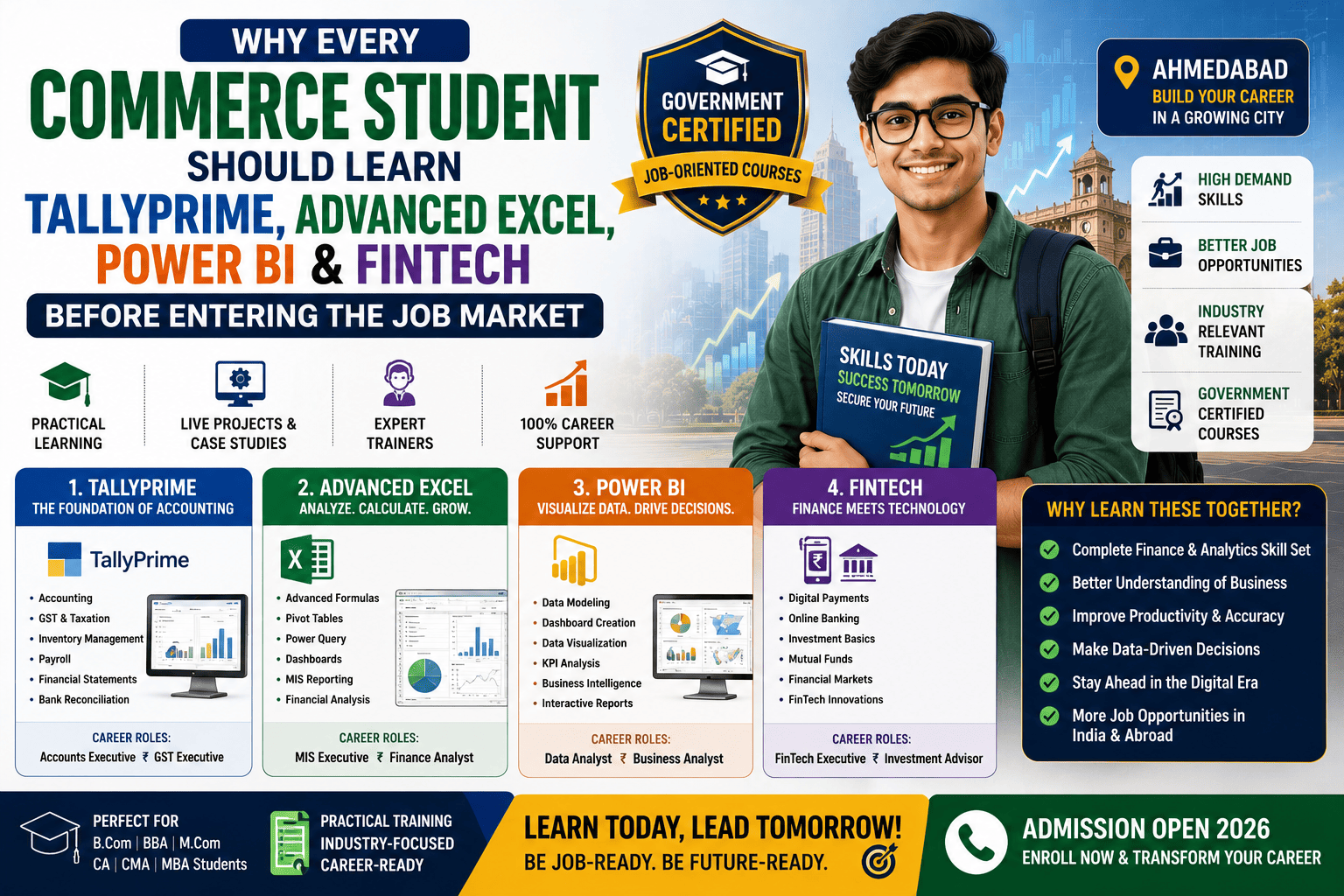 Why Every Commerce Student Should Learn TallyPrime, Advanced Excel, Power BI & FinTech Before Entering the Job Market (2026 Guide)