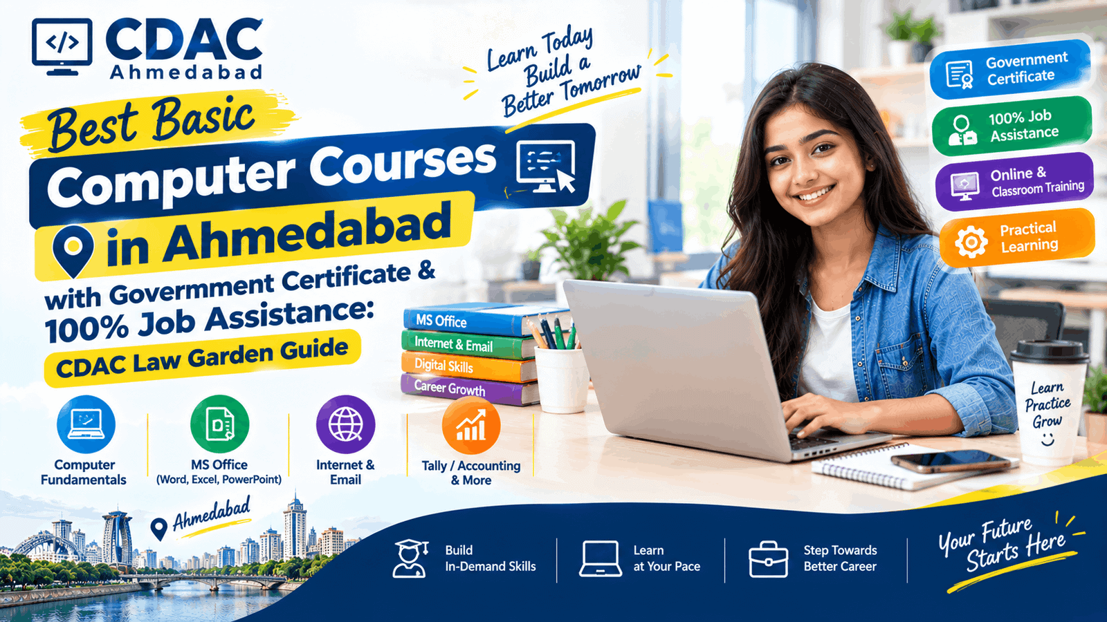 Best Basic Computer Courses in Ahmedabad with Government Certificate & 100% Job Assistance: CDAC Law Garden Guide