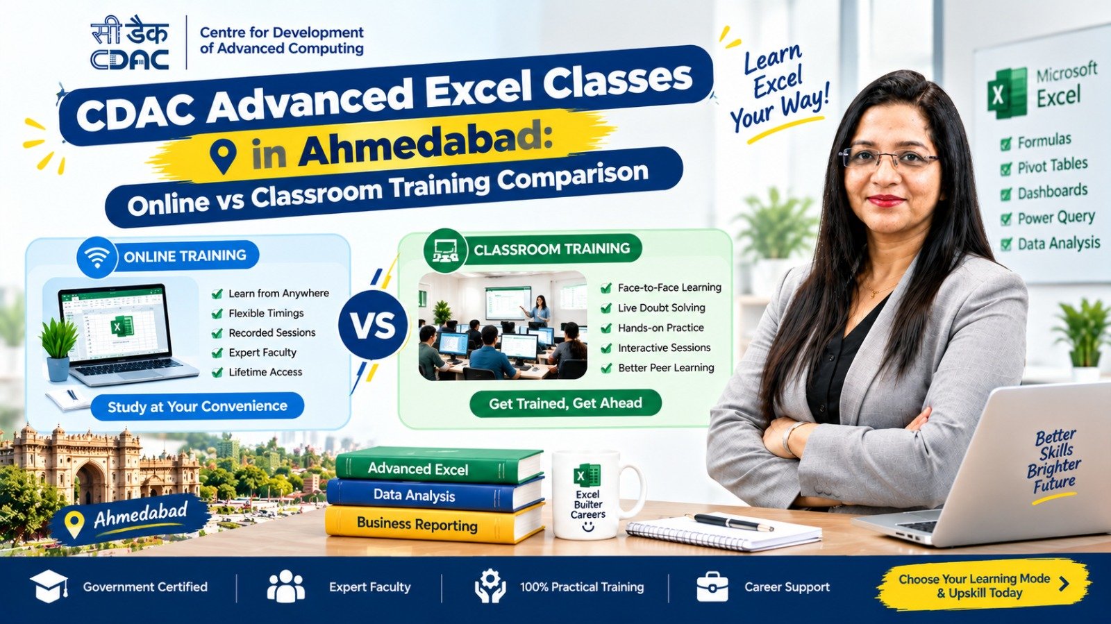 CDAC Advanced Excel Classes in Ahmedabad: Online vs Classroom Training Comparison